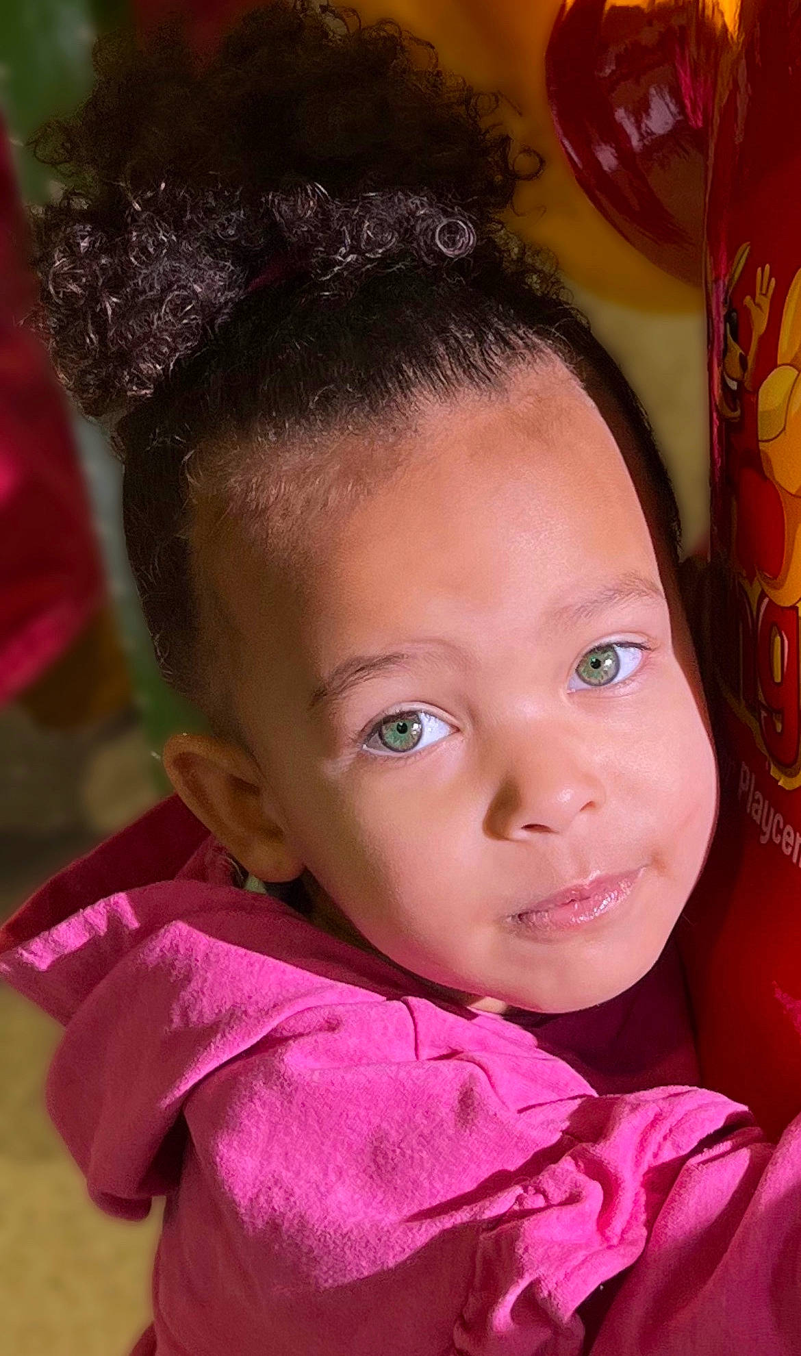 Pyper is registered to the contest to win money with this photo: baby_toddler_clothing, beauty, black_hair, cheek, child, chin, ear, eyebrow, eyelash, forehead, fun, happy, headpiece, iris, magenta, neck, nose, person, pink, skin