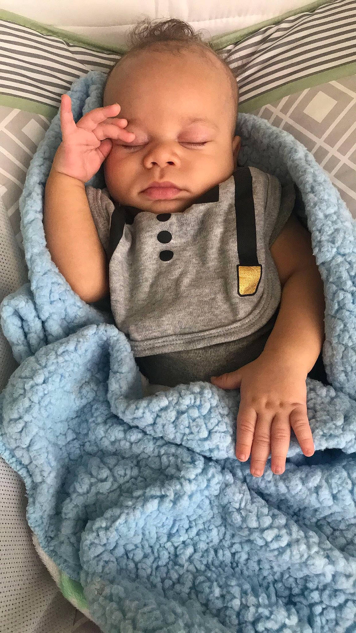 Kareem joined the competition — help win amazing prizes! baby, blanket, cheek, child, comfort, person, skin, toddler