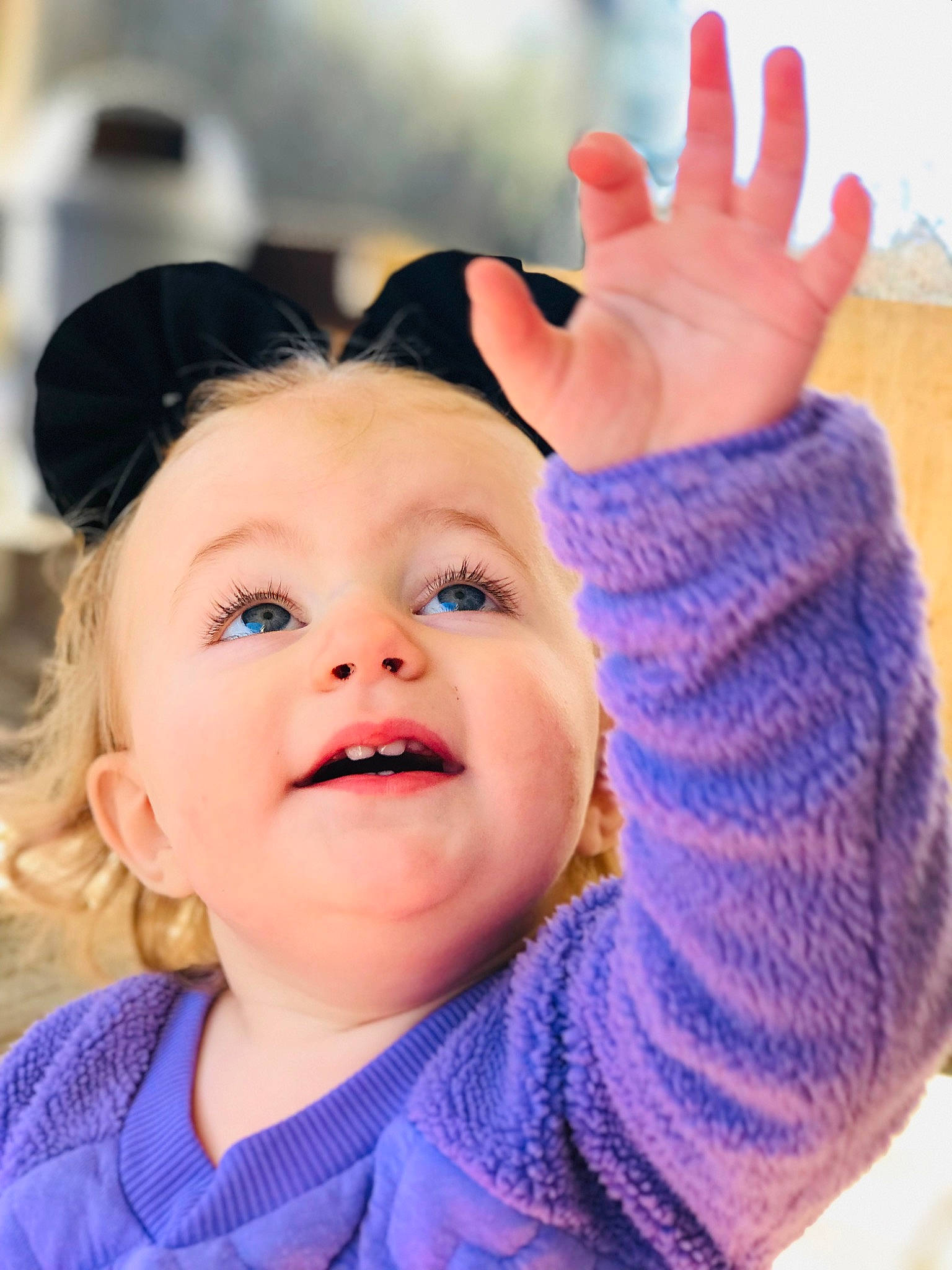 Rose joined the competition — help win amazing prizes! baby, baby_toddler_clothing, cheek, eye, eyelash, face, finger, gesture, happy, human, iris, lip, organ, person, photograph, pink, purple, skin, smile, thumb