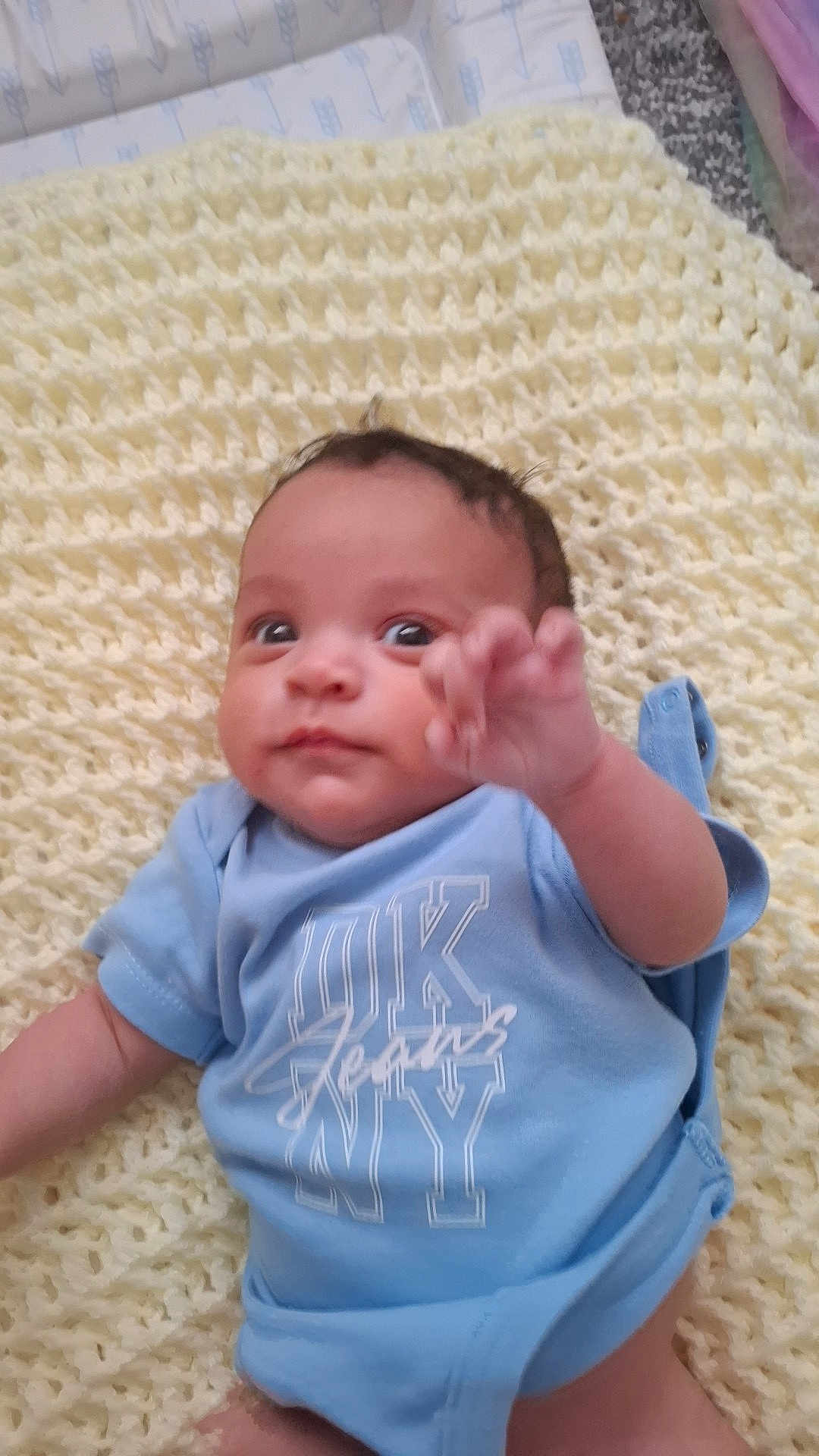 Cru Louie joined the competition — help win amazing prizes! baby, bed, bedroom, blanket, bodypart, clothing, cushion, face, finger, furniture, hand, head, homedecor, indoors, newborn, person, photography, portrait, room, t_shirt
