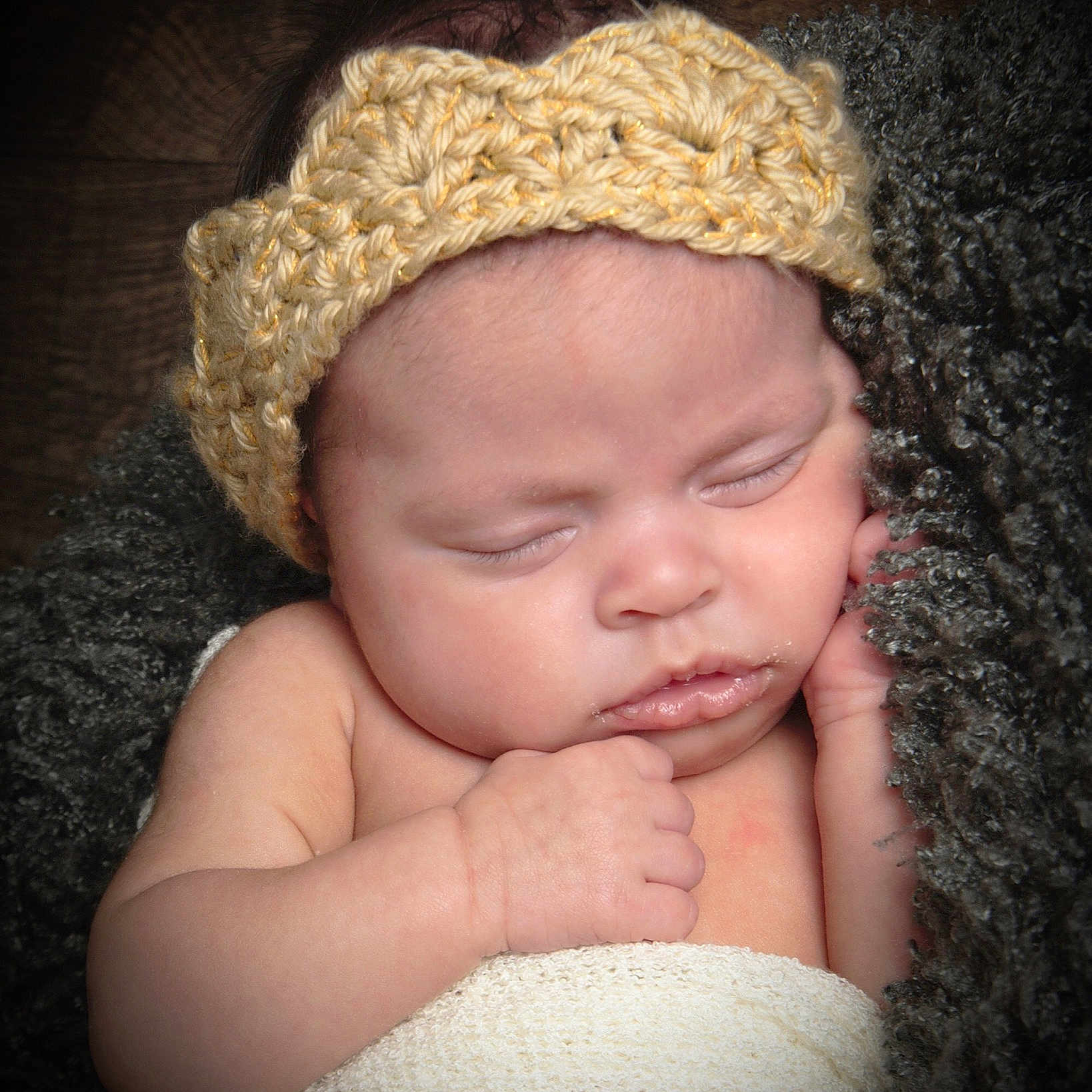 Kayloni is registered to the contest to win money with this photo: baby, bonnet, cap, cheek, child, face, fashion_accessory, hair_accessory, hat, head, headband, headgear, knitting, lip, nose, person, photography, portrait_photography, skin, toddler