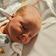Augustin participe au concours pour gagner de l'argent avec cette photo : baby, infant, newborn, face, lying_down, blanket, onesie, clothing, cute, soft_lighting, peaceful, close_up, skin, head, expression, indoors, child, sleepy, portrait, young