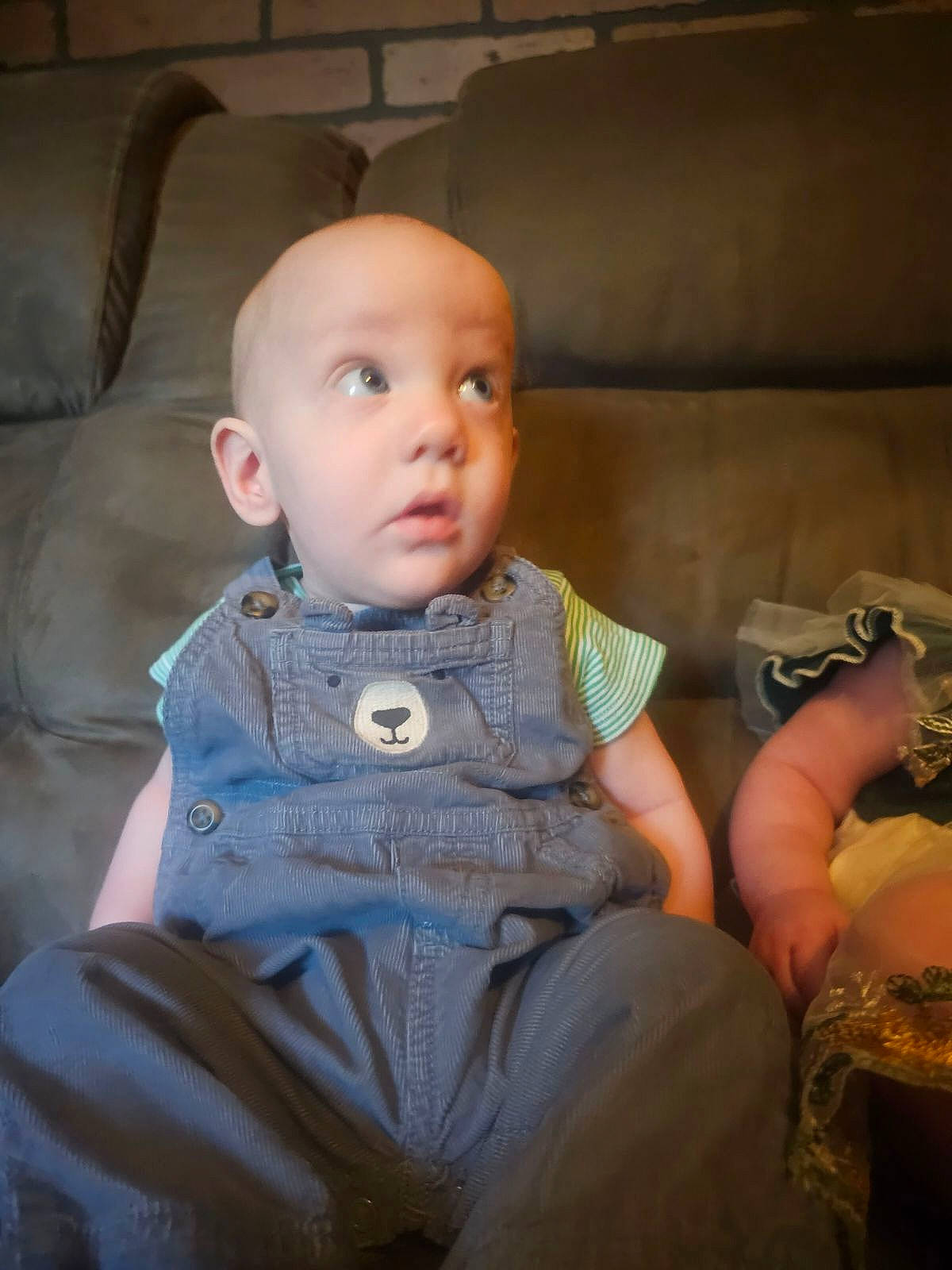 Daryl joined the competition — help win amazing prizes! auto_part, baby, baby_toddler_clothing, car_seat, chair, cheek, child, comfort, couch, denim, face, fun, head, person, room, sitting, skin, sleeve, surprise, t_shirt