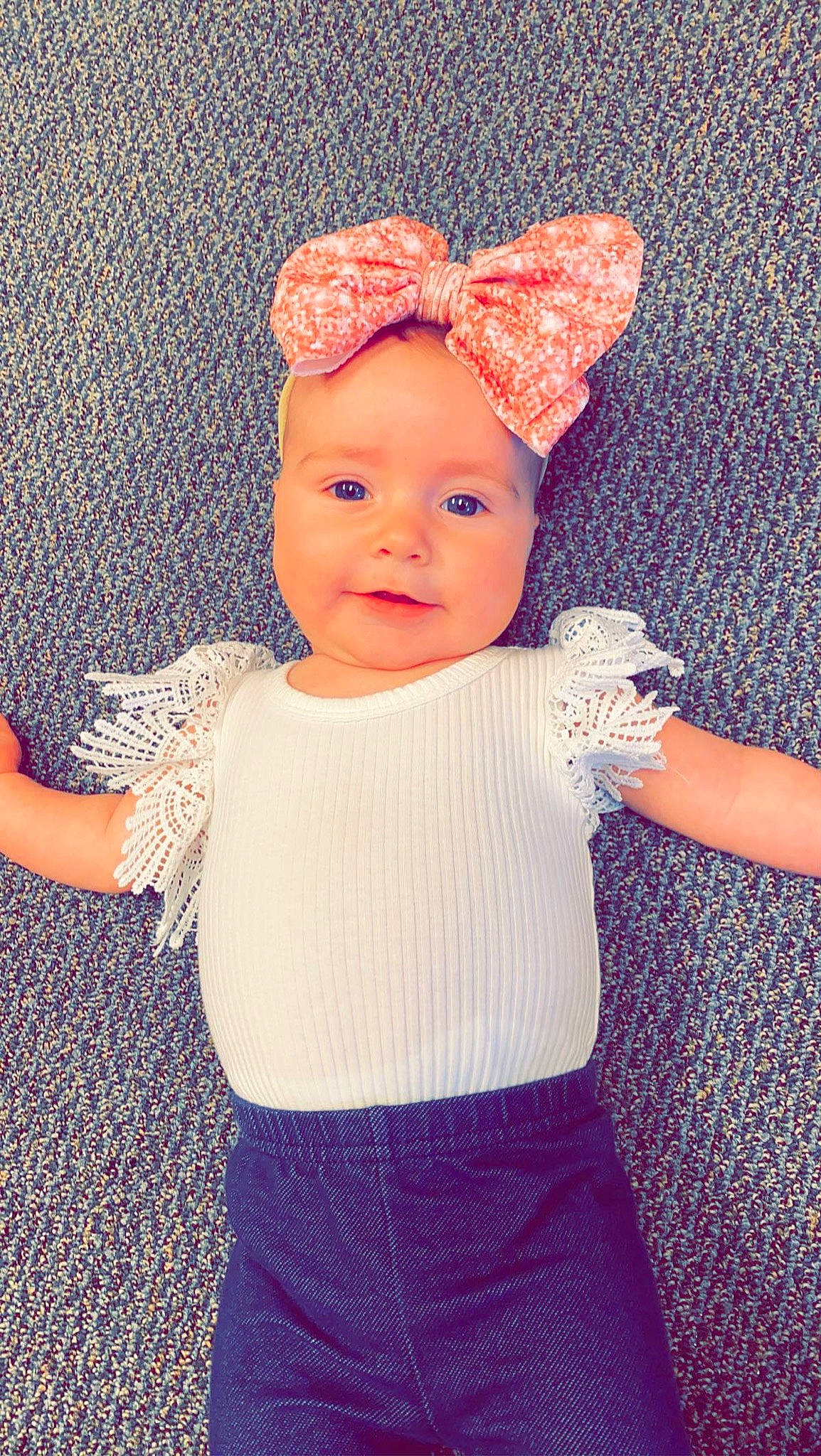 Chloe joined the competition — help win amazing prizes! baby_toddler_clothing, cap, costume_hat, electric_blue, face, head, headgear, headwear, knit_cap, magenta, neck, pattern, person, pink, purple, sleeve, smile, textile, toddler, violet