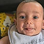 Tiago a rejoint le concours — aidez-le/la à gagner de superbes lots ! baby, bib, child, closeup, clothing, cute, expression, eyes, face, funny_face, happy, head, indoor, infant, person, portrait, skin, smile, tongue, young