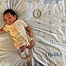 Kayson is registered to the contest to win money with this photo: baby, baby_milestone, clouds, curly_hair, cute, indoor, infant, lying_down, milestone_blanket, months, newborn, number_ring, onesie, portrait, relaxed, smiling, socks, soft_texture, stars, yellow_clothing