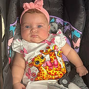 Evolet Cueto is registered to the contest to win money with this photo: adorable, baby, baby_clothes, butterfly, cheeks, child, clothing, colorful, cute, giraffe, headband, infant, outdoor, pattern, pink, portrait, pout, seatbelt, stroller, toddler