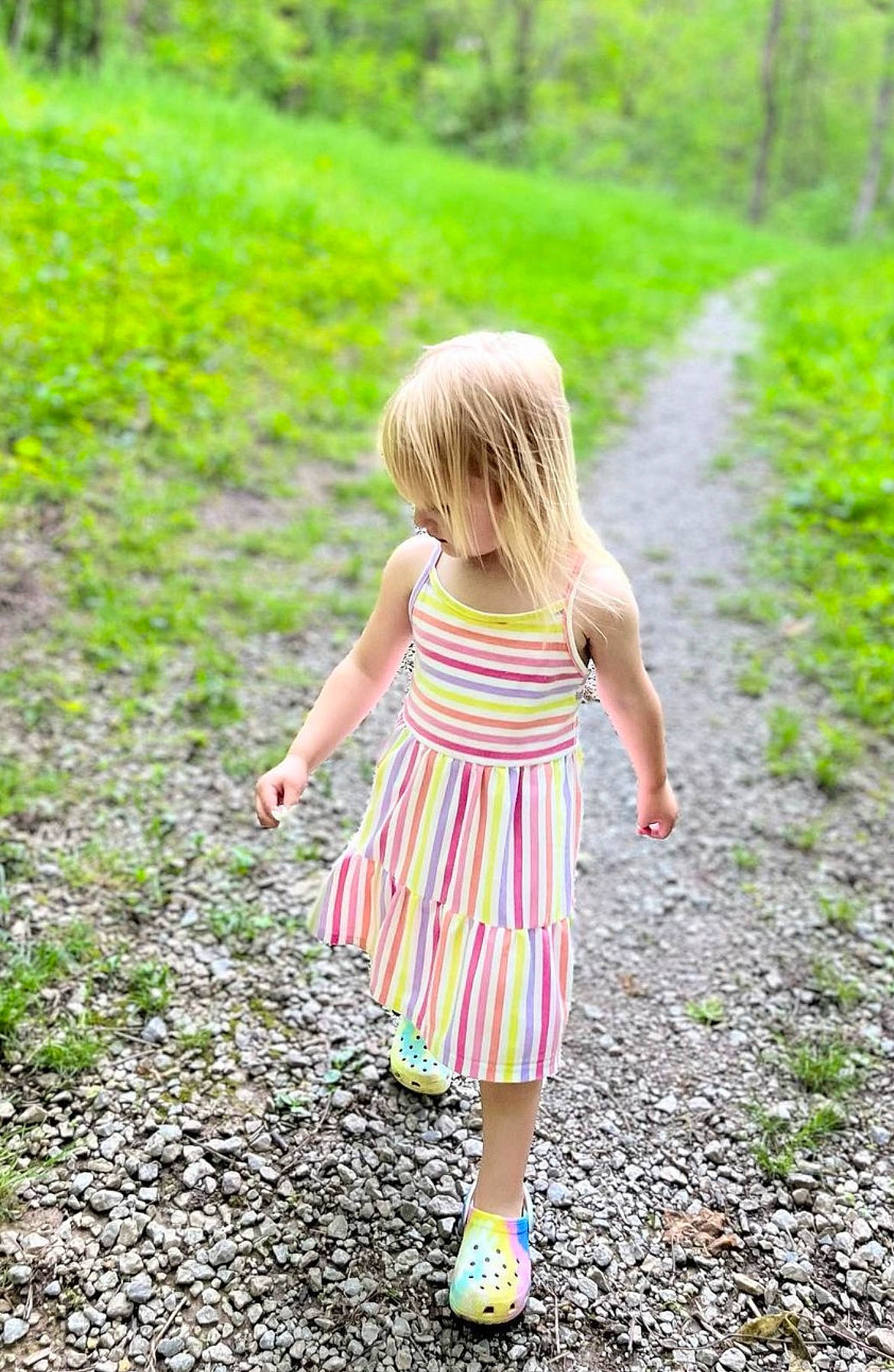 Kilah joined the competition — help win amazing prizes! forest, grass, grass_family, grassland, green, hair, happy, landscape, leisure, meadow, natural_environment, natural_landscape, people_in_nature, person, pink, plant, summer, sunlight, toddler, tree