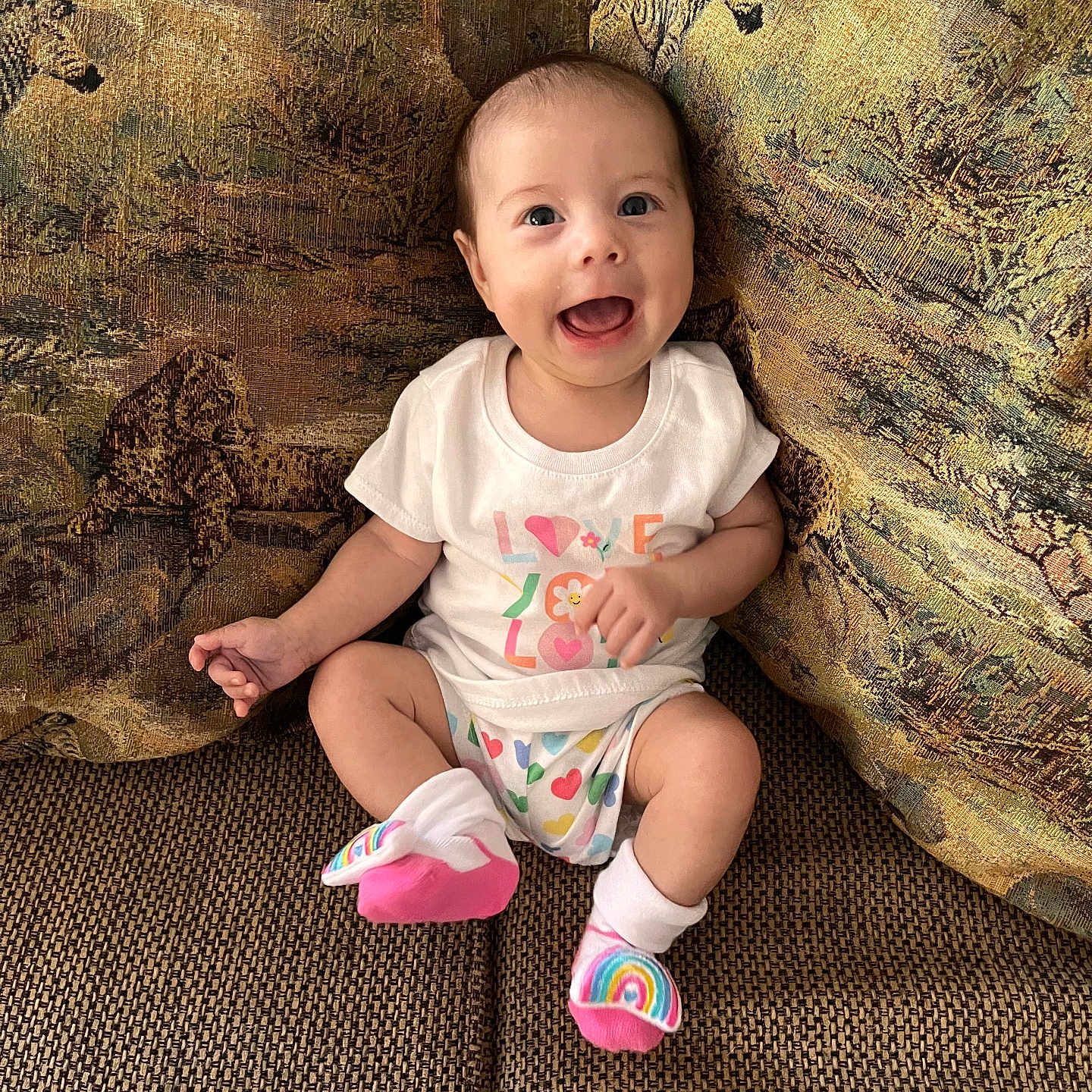 Clemintime joined the competition — help win amazing prizes! baby, clothing, couch, cushion, face, footwear, furniture, happy, head, homedecor, hosiery, pants, person, photography, portrait, shoe, shorts, sitting, sock, t_shirt