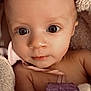 Kali joined the competition — help win amazing prizes! baby, infant, face, eyes, blanket, pacifier, skin, closeup, portrait, cute, child, soft, sleeping_bag, pink, purple, newborn, expression, indoors, cozy, young