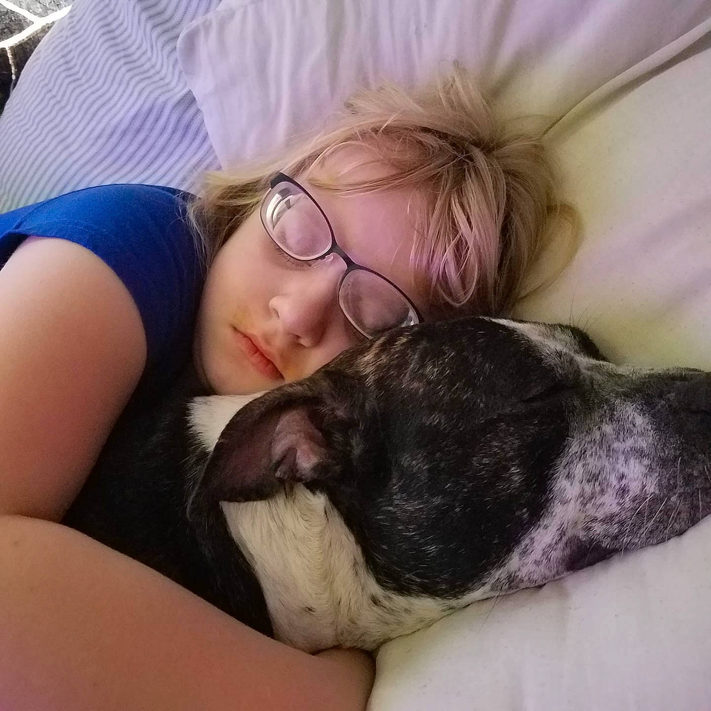 Payten is registered to the contest to win money with this photo: baby, birth, canidae, child, companion_dog, ear, eyewear, face, glasses, hair, hand, head, hug, human, interaction, love, nap, non_sporting_group, person, puppy_love