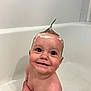 baby, bathtub, bath, child, foam, hair, shampoo, smile, happy, water, skin, cute, indoors, fun, playful, wet, face, person, young_child, clean