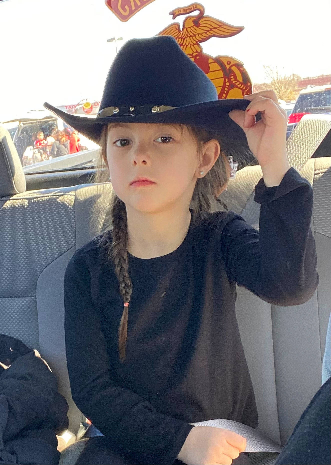 Rayne joined the competition — help win amazing prizes! automotive_design, automotive_exterior, beauty, black, cap, car, car_seat_cover, cool, eyewear, hand, hat, headgear, headwear, long_hair, motor_vehicle, person, steering_wheel, street_fashion, sun_hat, travel