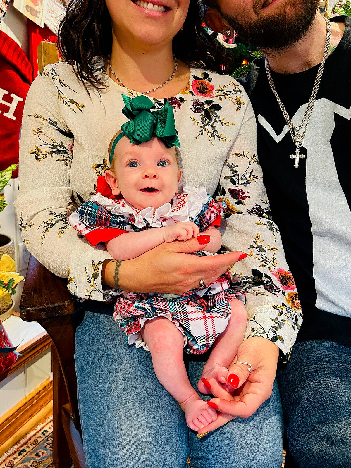 Sage joined the competition — help win amazing prizes! baby, child, event, facial_expression, family, family_taking_photos_together, fun, happy, holiday, human_body, jewellery, lap, necklace, pattern, people, person, sitting, skin, thigh, toddler