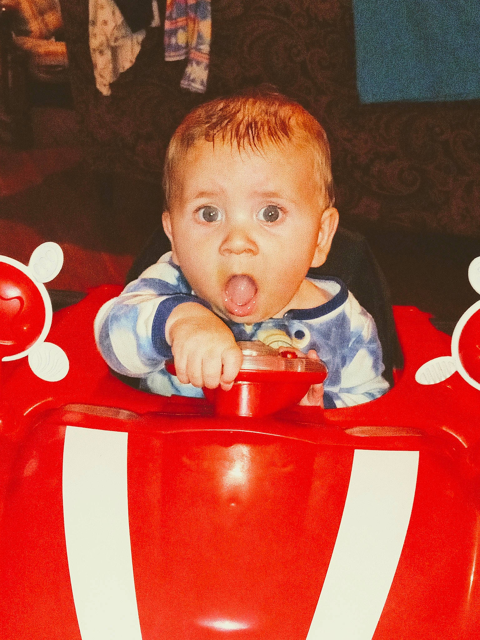 Henry joined the competition — help win amazing prizes! baby, baby_products, baby_toddler_clothing, carmine, cheek, child, comfort_food, drinkware, event, fun, happy, holiday, icing, party, person, play, red, sitting, surprise, sweetness