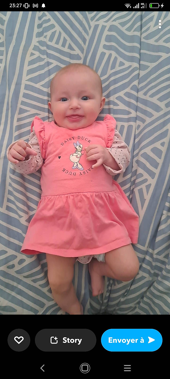 Amalya participe au concours pour gagner de l'argent avec cette photo : baby, baby_toddler_clothing, cheek, child, cocktail_dress, day_dress, happy, human_leg, joy, magenta, one_piece_garment, pattern, peach, person, pink, sitting, skin, sleeve, smile, thumb