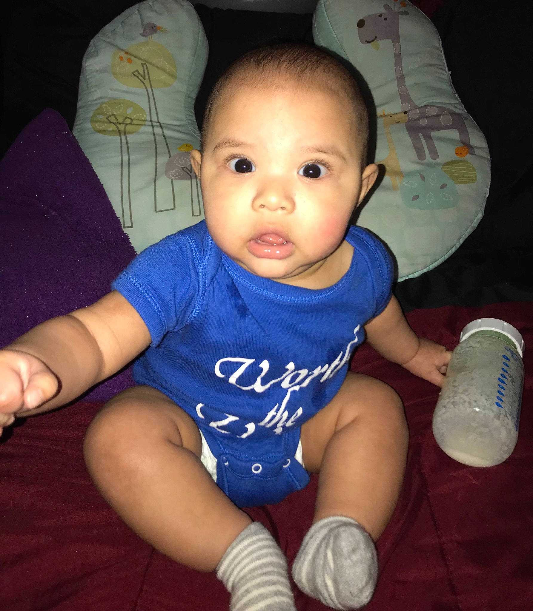 Armon joined the competition — help win amazing prizes! baby, baby_toddler_clothing, beauty, cheek, electric_blue, finger, flash_photography, happy, head, human_leg, nail, person, skin, sleeve, smile, t_shirt, thigh, thumb, toddler, trunk