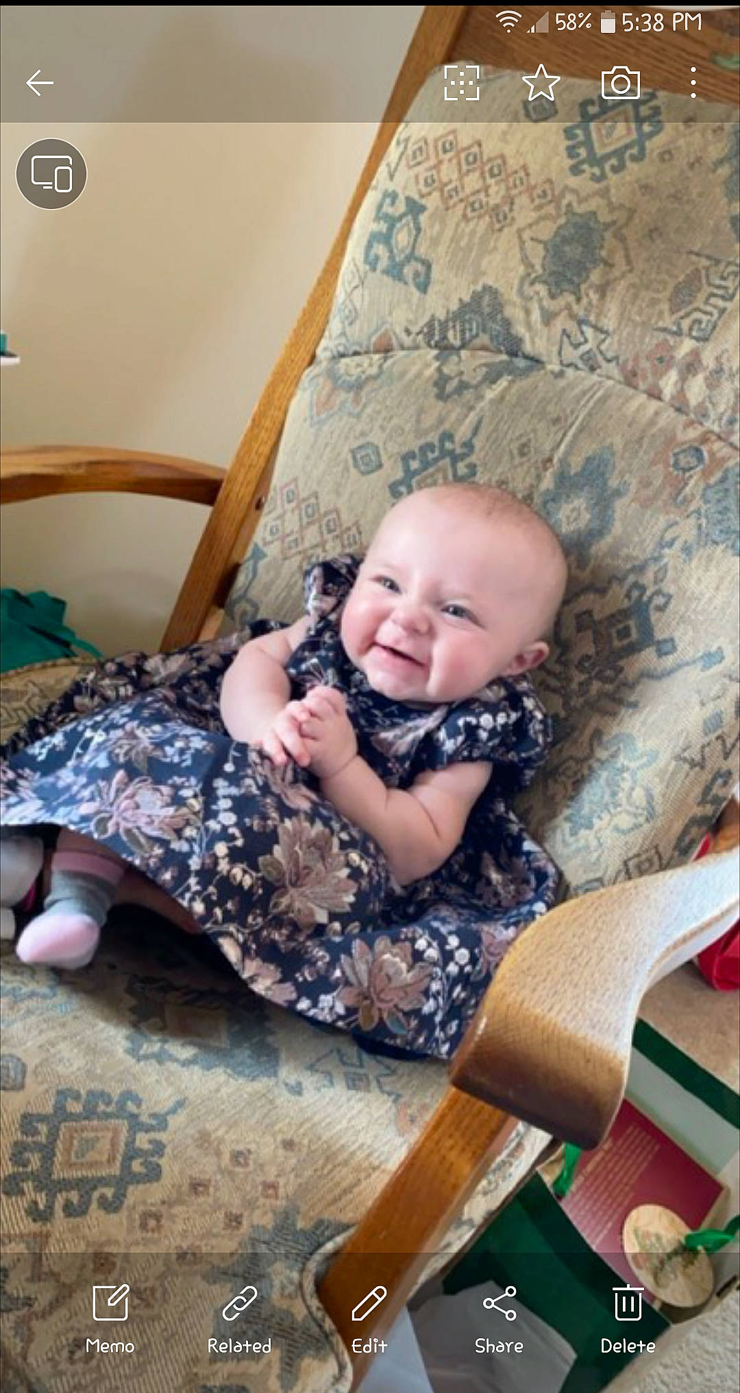 Paisley is registered to the contest to win money with this photo: baby, child, leg, person, play, room, sitting, skin, smile, toddler