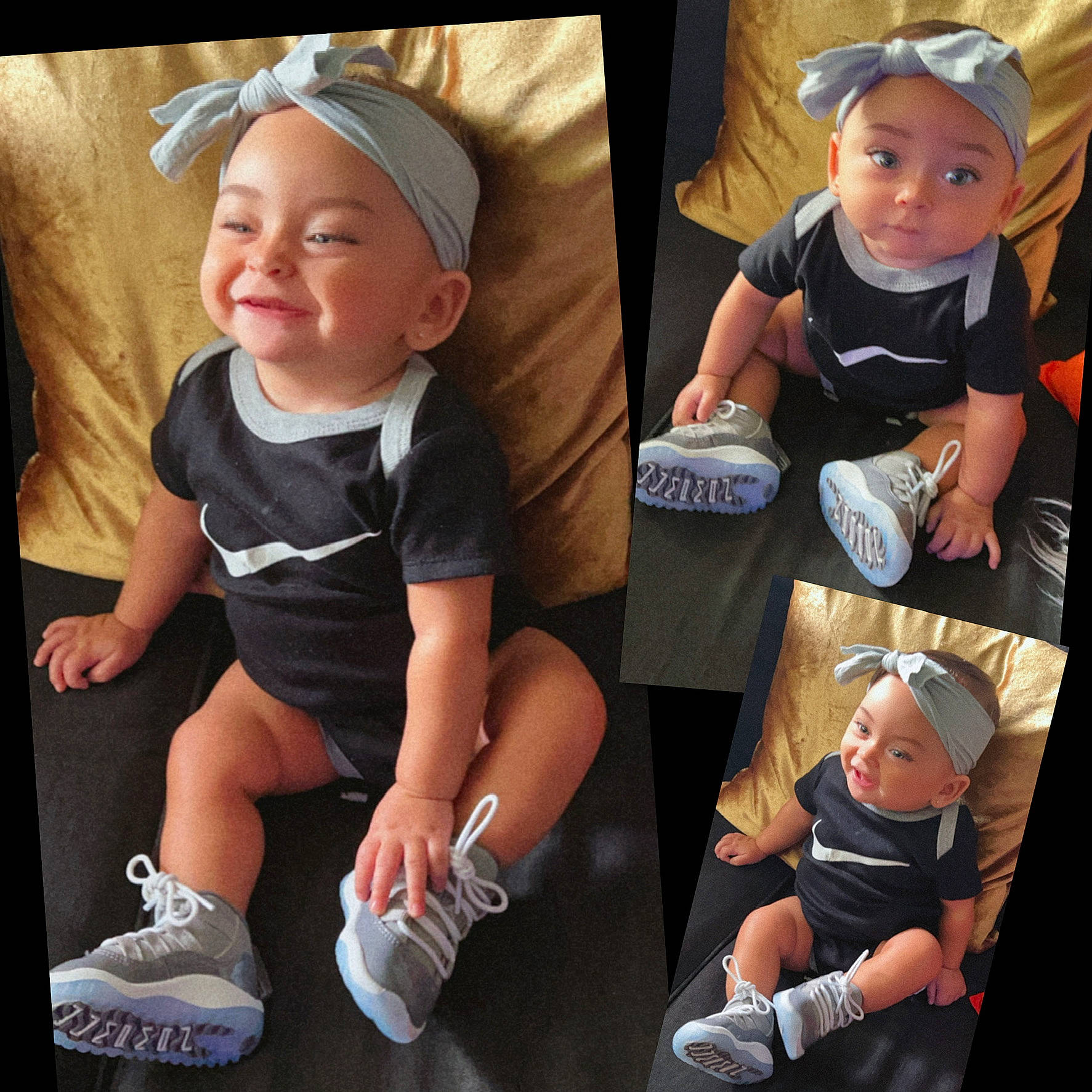 Destiny is registered to the contest to win money with this photo: arm, baby_toddler_clothing, cheek, chin, face, facial_expression, finger, gesture, hand, happy, head, headwear, joy, mouth, person, photograph, product, skin, sleeve, smile