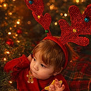 Cooper is registered to the contest to win money with this photo: child, christmas, christmas_decor, christmas_tree, cozy, cute, decorations, face, festive, holiday, holiday_season, indoors, lights, person, portrait, red_sweater, reindeer_antlers, seasonal, toddler, warm_lighting