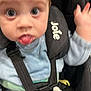 Cooper joined the competition — help win amazing prizes! baby, blue_clothing, blurry, car_interior, car_seat, child, cute, expression, face, hand, infant, mouth, seat_pad, seatbelt, soft_toy, straps, toy, upclose, wide_eyes, young