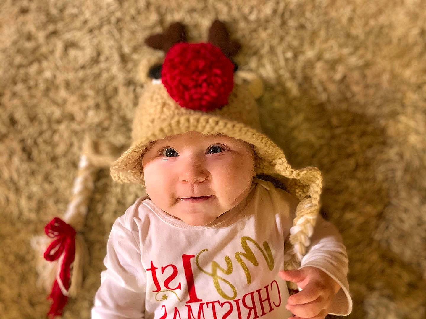 Hazel Mae joined the competition — help win amazing prizes! baby, baby_toddler_clothing, beanie, bonnet, cheek, child_model, coquelicot, costume_accessory, craft, creative_arts, crochet, headgear, headwear, knit_cap, knitting, lip, person, sleeve, textile, thread