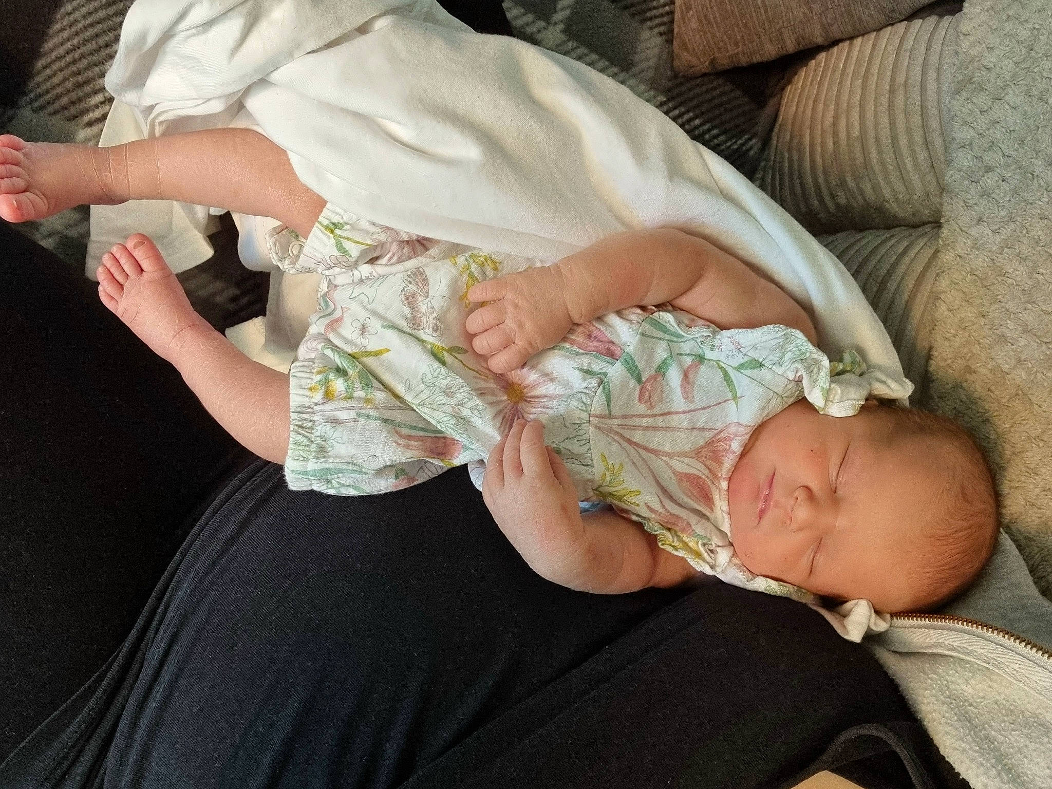 Lilly-mae joined the competition — help win amazing prizes! abdomen, baby, baby_toddler_clothing, child, clothing, comfort, couch, elbow, finger, gesture, glasses, hand, human_body, lap, leg, mammal, person, skin, thigh, thumb