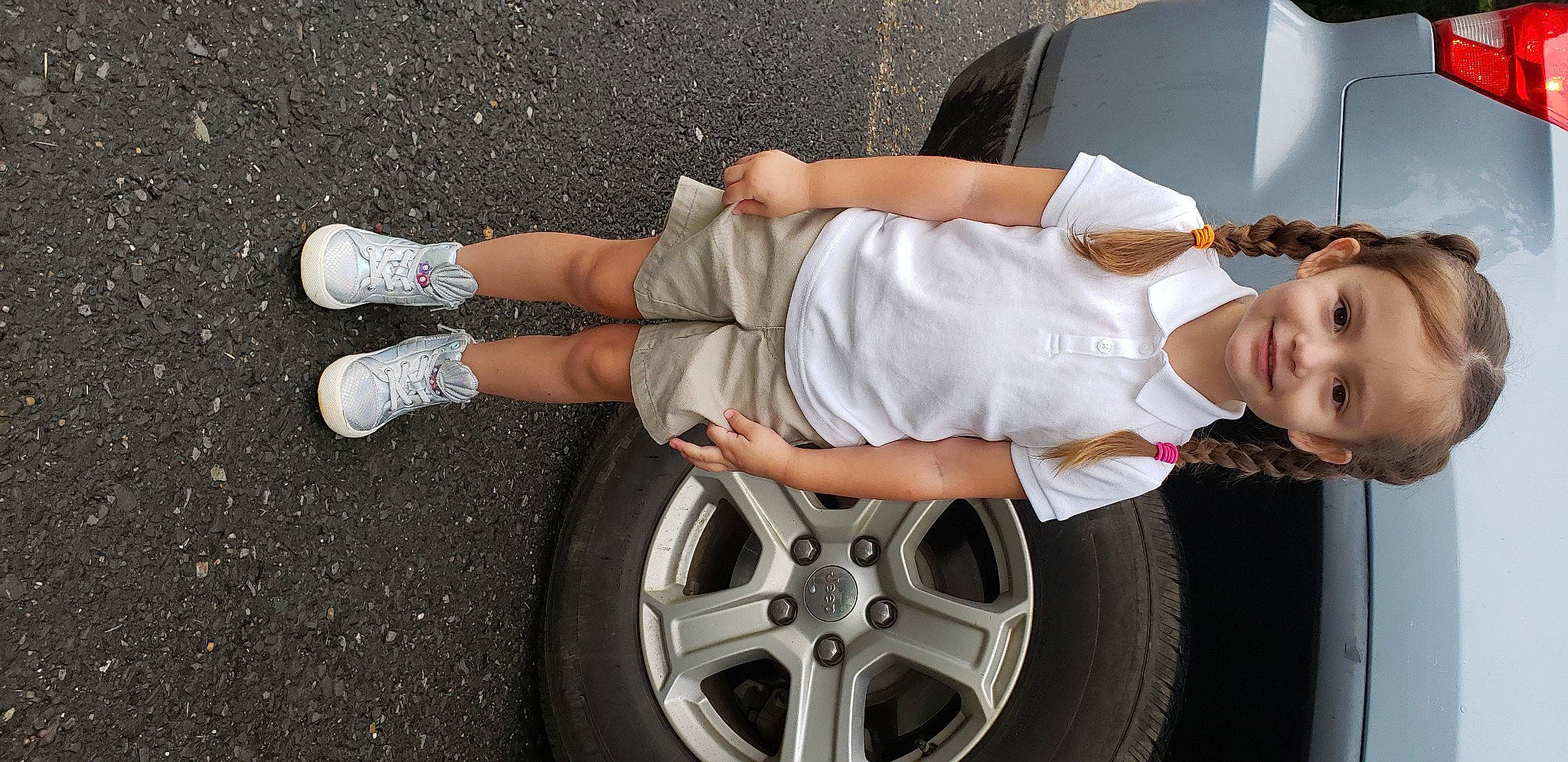 Arielle joined the competition — help win amazing prizes! alloy_wheel, automotive_design, automotive_exterior, automotive_lighting, automotive_tire, car, clothing, dress, footwear, head, hubcap, joy, leg, motor_vehicle, person, shoe, sunglasses, tire, vehicle, vehicle_door