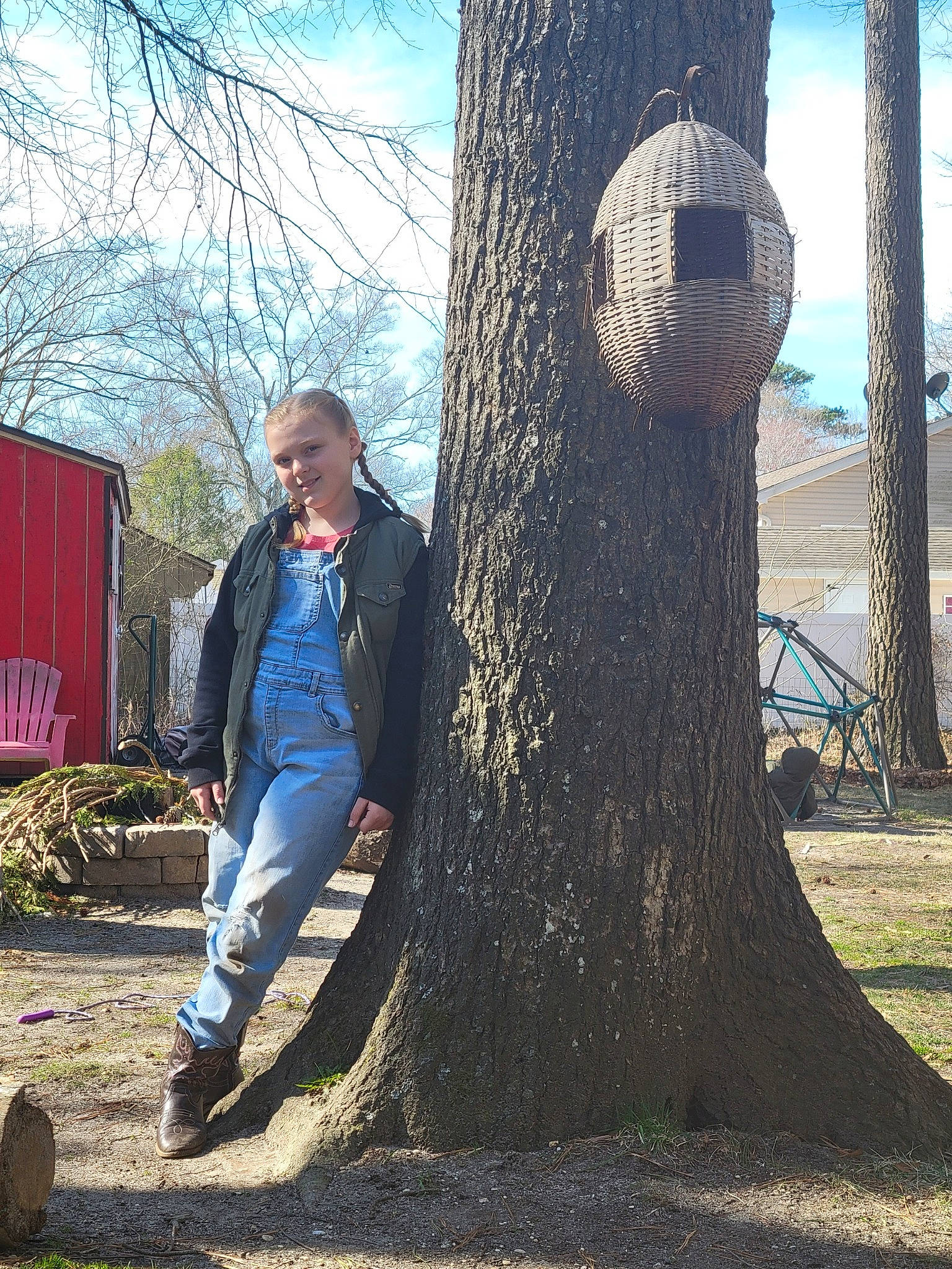 Talulah is registered to the contest to win money with this photo: branch, cloud, fun, grass, hairstyle, joy, leaf, leisure, nature, people_in_nature, person, plant, public_space, shoe, sky, standing, street_fashion, tints_and_shades, tree, trunk
