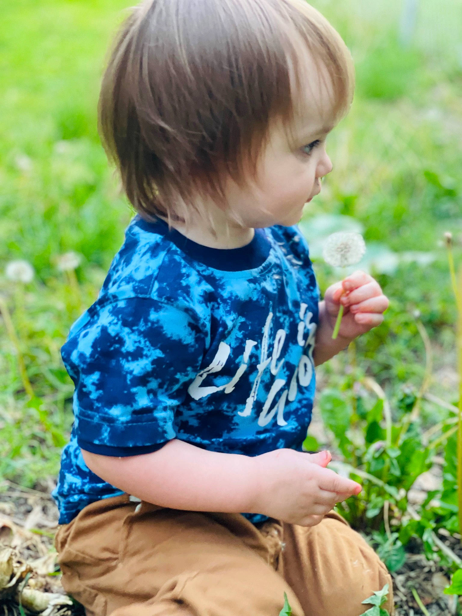 John joined the competition — help win amazing prizes! baby, baby_toddler_clothing, child, electric_blue, garden, gardening, grass, grass_family, grassland, hairstyle, happy, lawn, leaf, pattern, people_in_nature, person, plant, sitting, sleeve, t_shirt