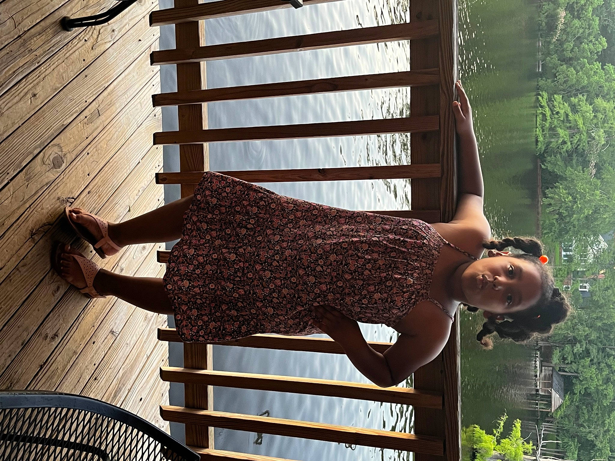 Julia is registered to the contest to win money with this photo: chair, elbow, grass, green, happy, hardwood, human_leg, knee, leisure, pattern, people_in_nature, person, shadow, sitting, sunlight, thigh, tints_and_shades, tree, waist, wood