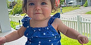 Kinsley joined the competition — help win amazing prizes! american_flag, baby, blue_romper, child, chubby_cheeks, clouds, cute, fence, grass, happy, house, outdoor, ponytail, porch, residential_area, sky, smiling, summer, sunny, white_bow