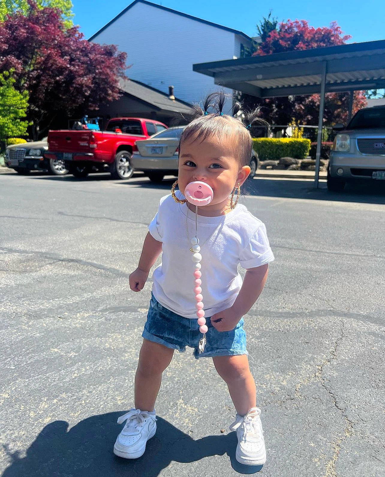 Sequoia joined the competition — help win amazing prizes! asphalt, automotive_exterior, car, electric_blue, fun, human_settlement, leisure, motor_vehicle, person, plant, public_space, road, shorts, sky, summer, t_shirt, tire, toddler, tree, vehicle