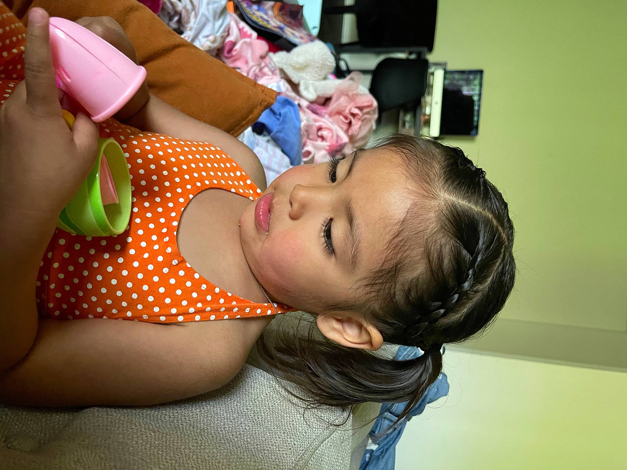 Izabelle joined the competition — help win amazing prizes! abdomen, audio_equipment, black_hair, chest, child, comfort, eyelash, eyewear, fun, glasses, happy, human_leg, joint, mouth, neck, pattern, person, skin, thigh, toddler