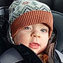 Francescu-Maria participe au concours pour gagner de l'argent avec cette photo : baby, blue_eyes, car_seat, child, close_up, cold_weather, cozy, cute, expression, face, infant, jacket, knit_hat, outdoor_gear, person, pom_pom, portrait, warm, winter_clothing, young_child