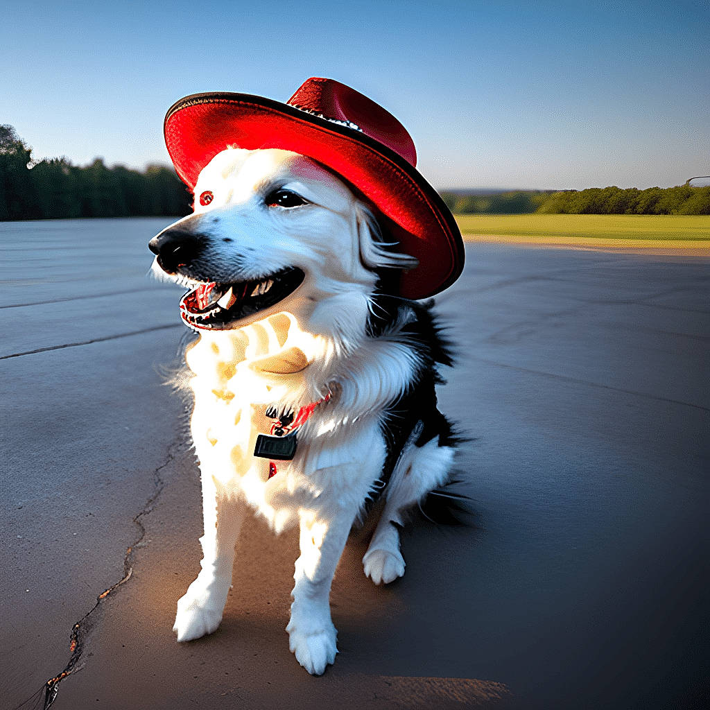 Spirit joined the competition — help win amazing prizes! canidae, carnivore, collar, companion_dog, dog, dog_breed, dog_collar, electric_blue, fashion_accessory, flash_photography, fur, happy, hat, leash, sky, smile, snout, sporting_group, sun_hat, water
