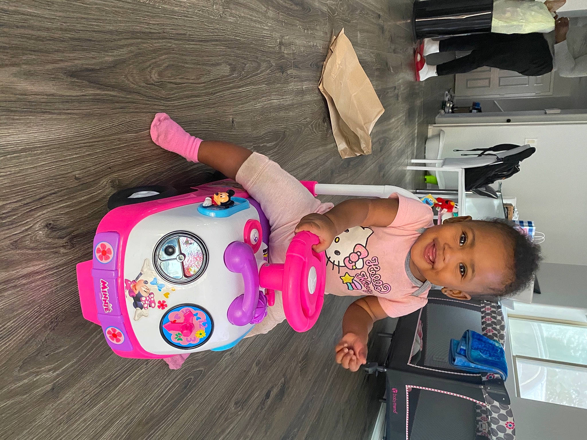Averi is registered to the contest to win money with this photo: baby, baby_products, baby_toddler_clothing, baby_toys, child, cool, fun, happy, headgear, joy, magenta, person, personal_protective_equipment, pink, play, product, room, sandal, smile, thigh