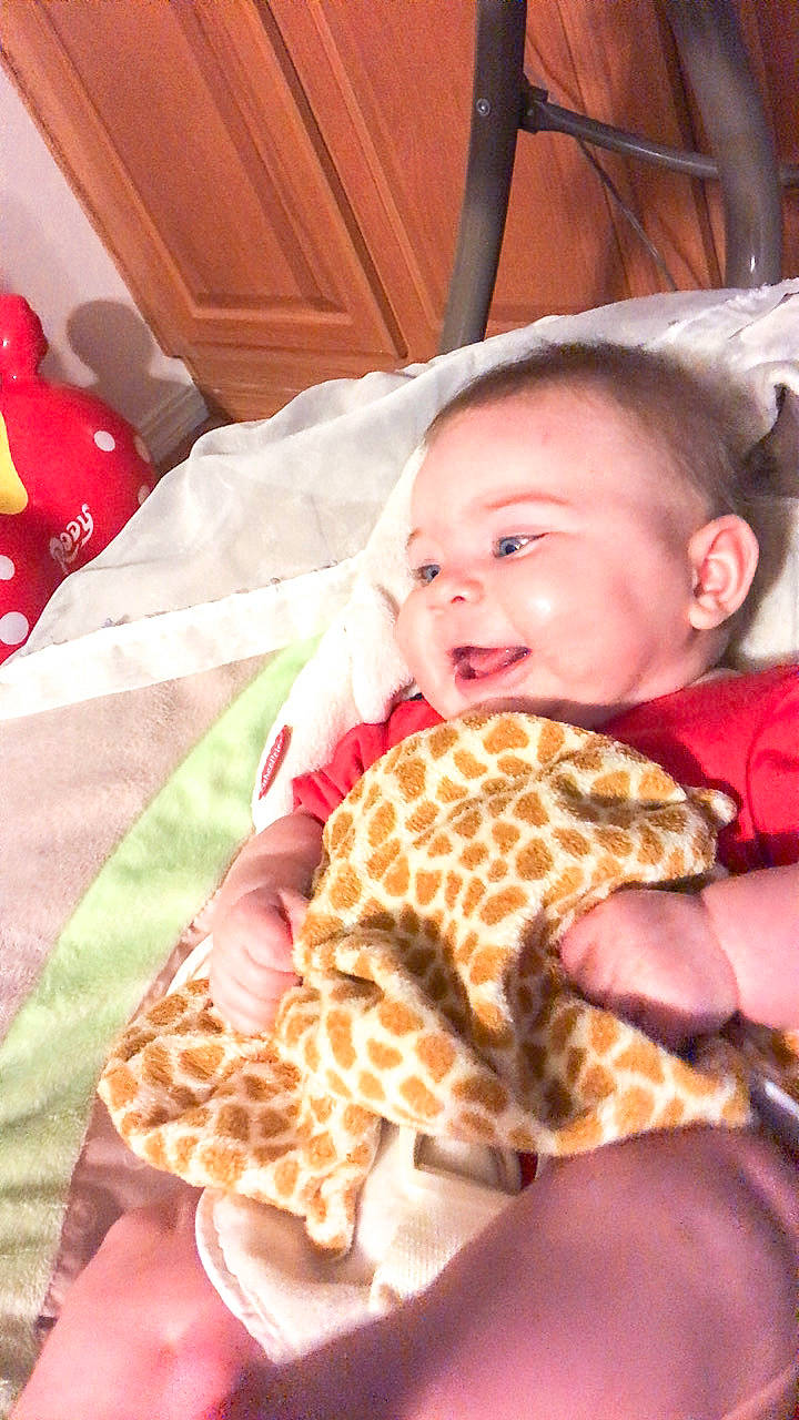 Lucie joined the competition — help win amazing prizes! baby, child, giraffe, giraffidae, person, toddler