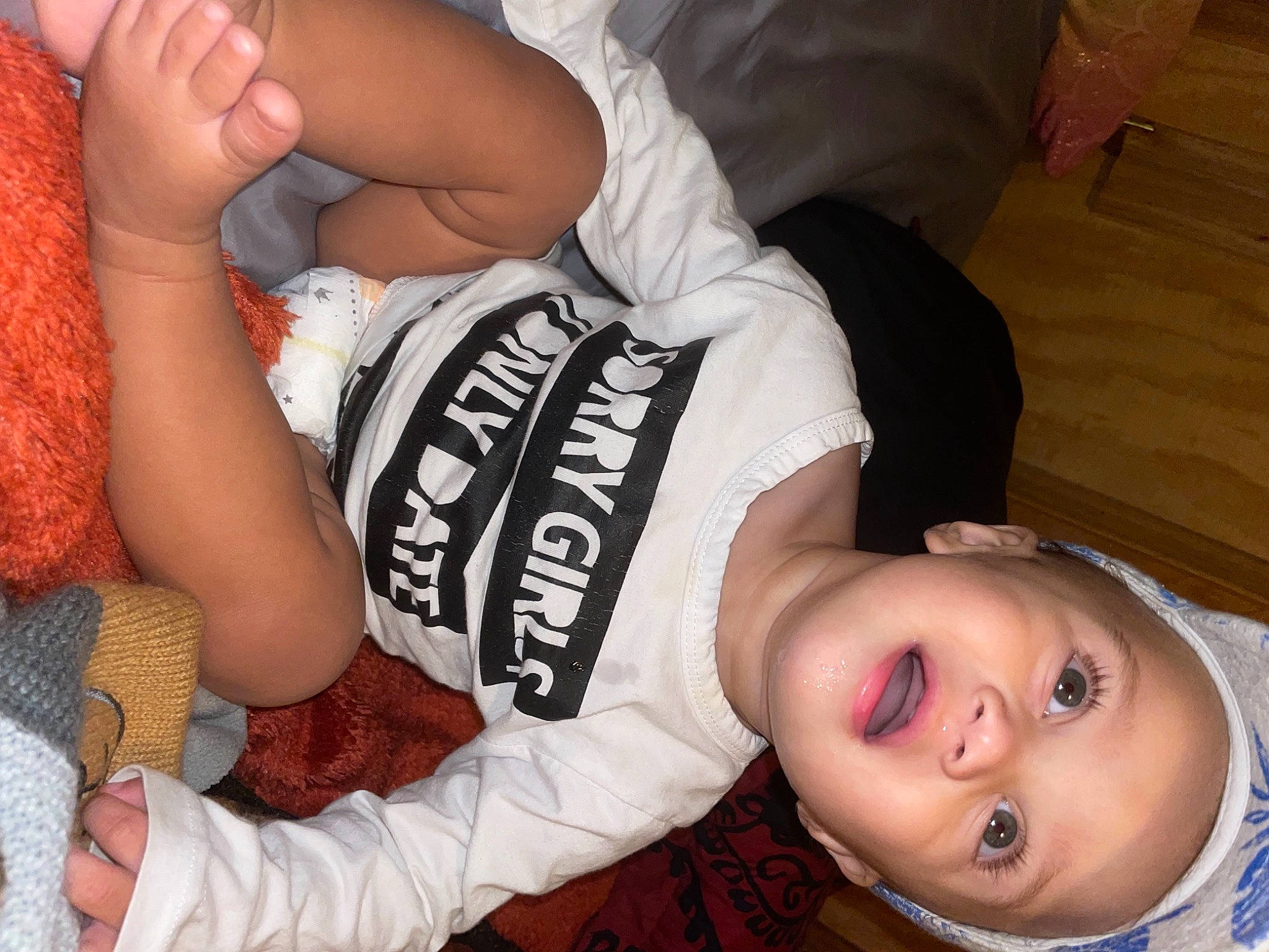 Mortikai joined the competition — help win amazing prizes! arm, baby_toddler_clothing, comfort, elbow, finger, hand, happy, joint, knee, mouth, muscle, neck, orange, person, skin, sleeve, textile, thigh, thumb, toddler