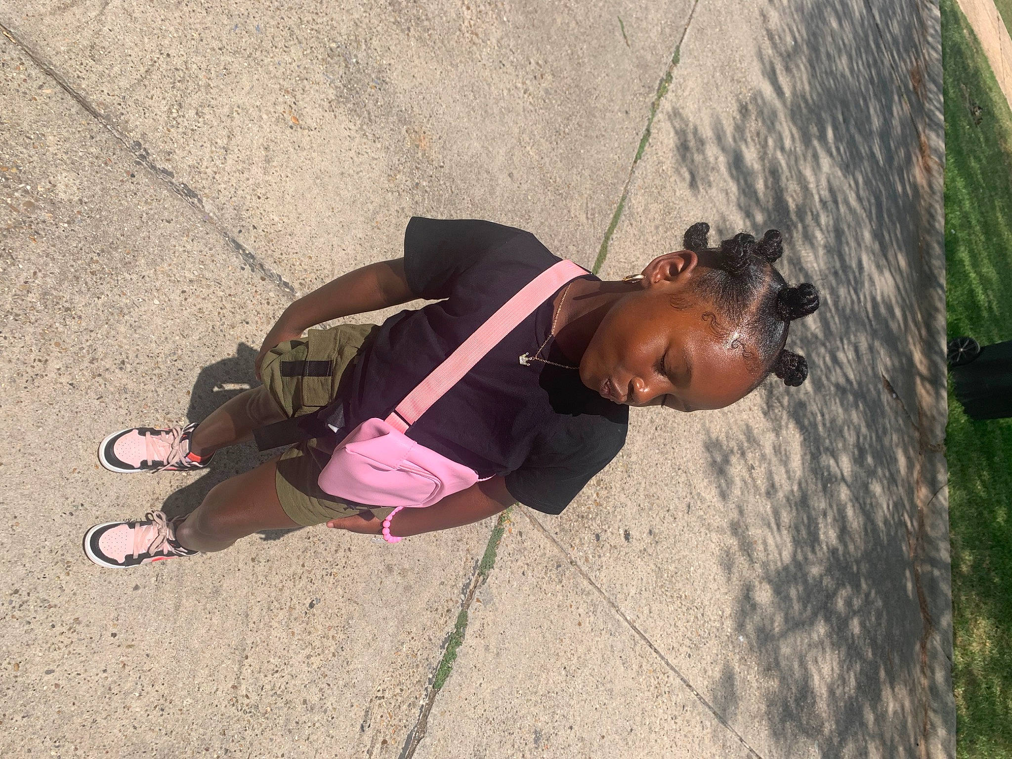 Khalea joined the competition — help win amazing prizes! asphalt, child, eyewear, fun, grass, human_leg, landscape, leisure, person, recreation, road, road_surface, shadow, sidewalk, sitting, street, sunglasses, tints_and_shades, tree