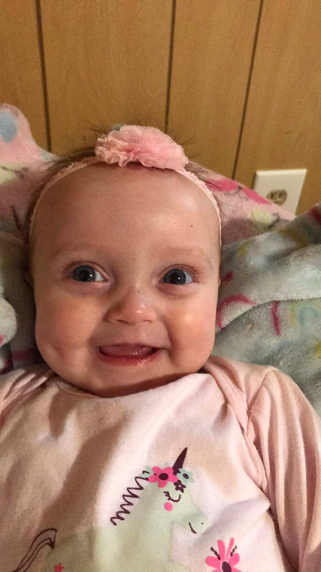 Kinsley joined the competition — help win amazing prizes! baby, baby_toddler_clothing, cheek, child, eye, eyebrow, eyelash, face, happy, head, headpiece, iris, joy, linens, lip, nose, person, pink, skin, sleeve