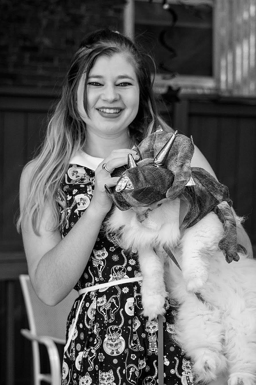 Remus joined the competition — help win amazing prizes! day_dress, dress, fur, glove, human, laugh, long_hair, one_piece_garment, owl, portrait_photography, stuffed_toy, tooth