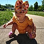 baby, city, clothing, costume, face, grass, hat, head, nature, outdoors, park, person, photography, plant, portrait, road, sitting, street, summer, urban