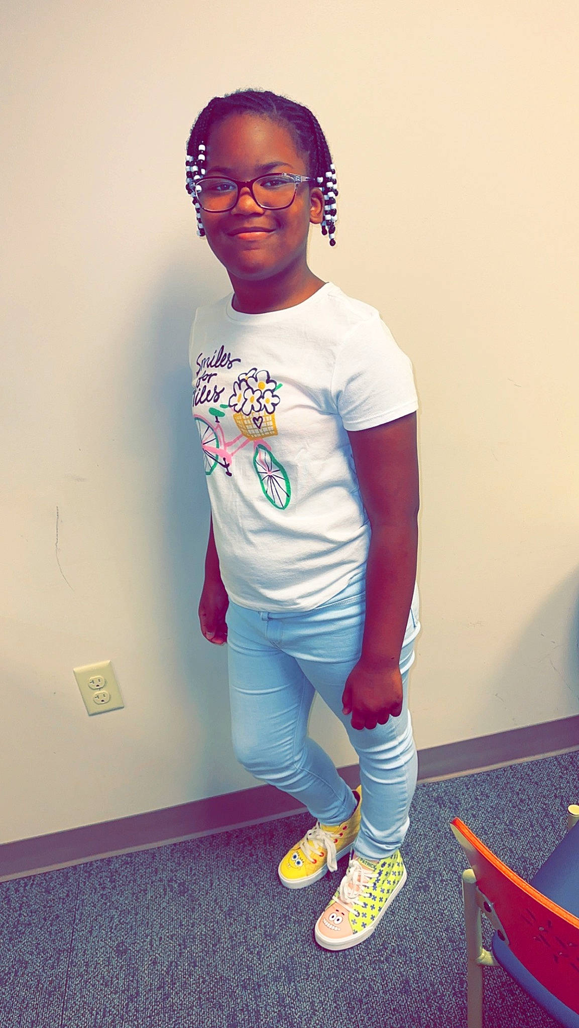 Garia joined the competition — help win amazing prizes! child, cool, electric_blue, eye, eyewear, fashion_design, fun, glasses, hair, happy, joint, joy, knee, magenta, person, shoulder, sleeve, smile, sportswear, standing