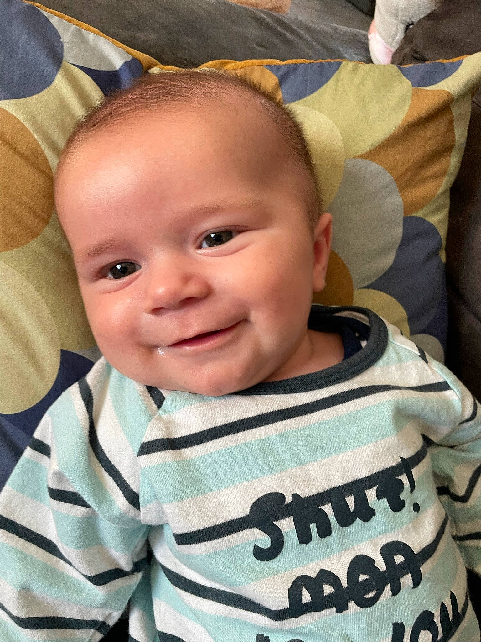 Ethan a rejoint le concours — aidez-le/la à gagner de superbes lots ! baby, baby_toddler_clothing, cheek, child, chin, cool, eye, eyebrow, forehead, happy, iris, joy, mouth, nose, person, product, skin, sleeve, smile, t_shirt