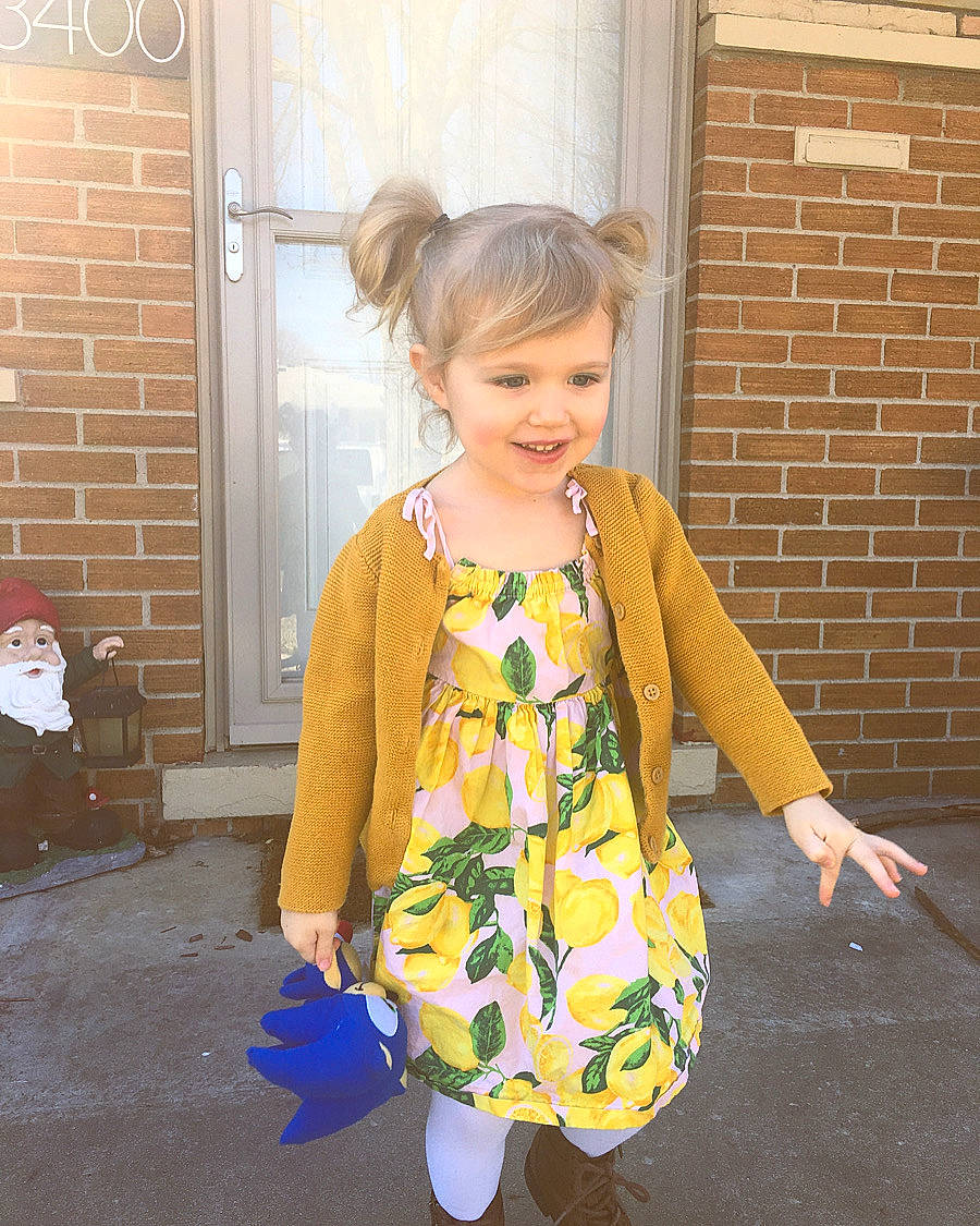 Penny is registered to the contest to win money with this photo: baby_toddler_clothing, child, clothing, design, dress, joy, outerwear, pattern, person, play, toddler, yellow