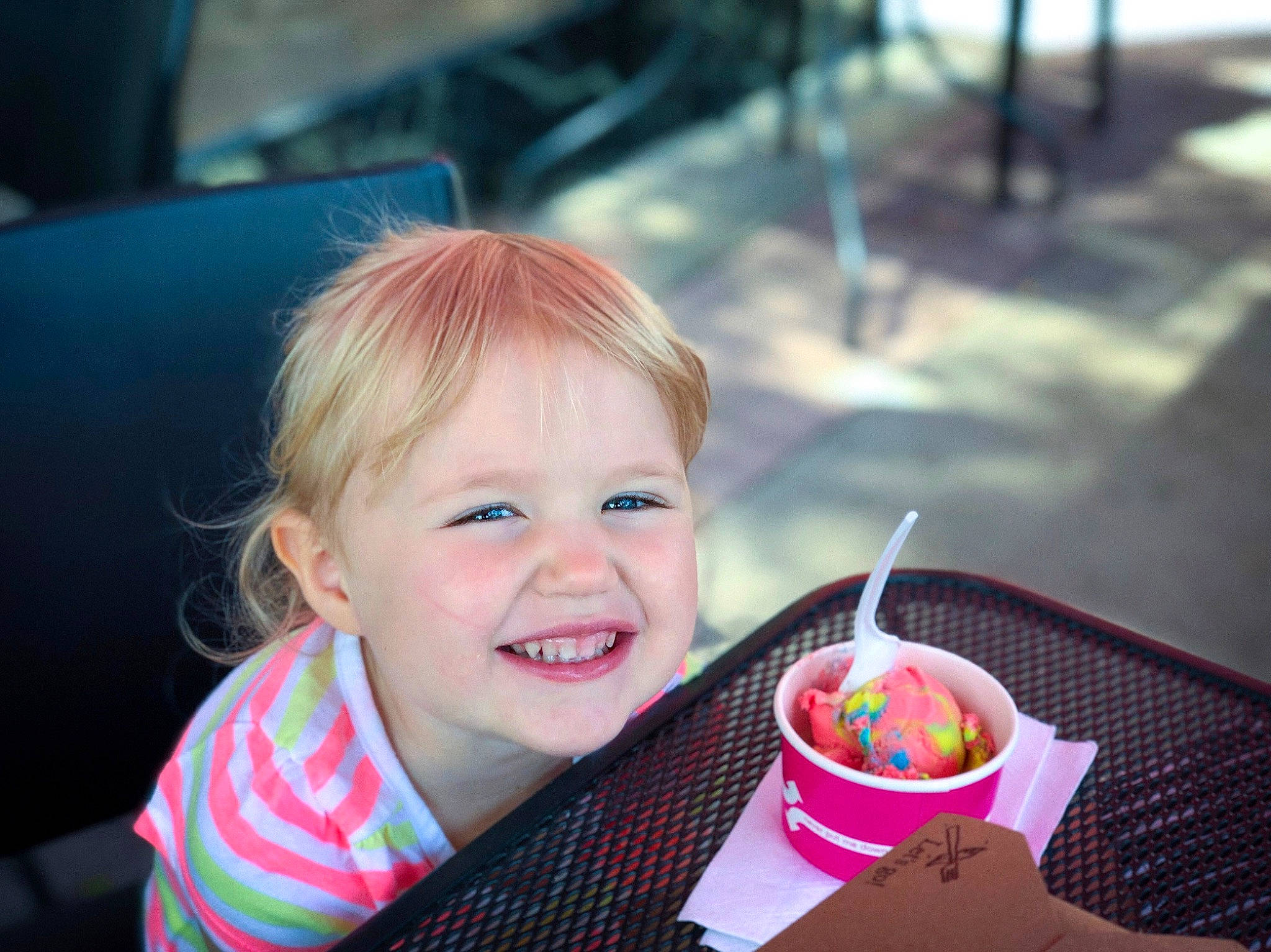 Penny is registered to the contest to win money with this photo: baby, birthday, breakfast, child, dessert, eating, facial_expression, food, frozen_dessert, happy, joy, party, person, play, smile, summer, sweetness, toddler, vacation