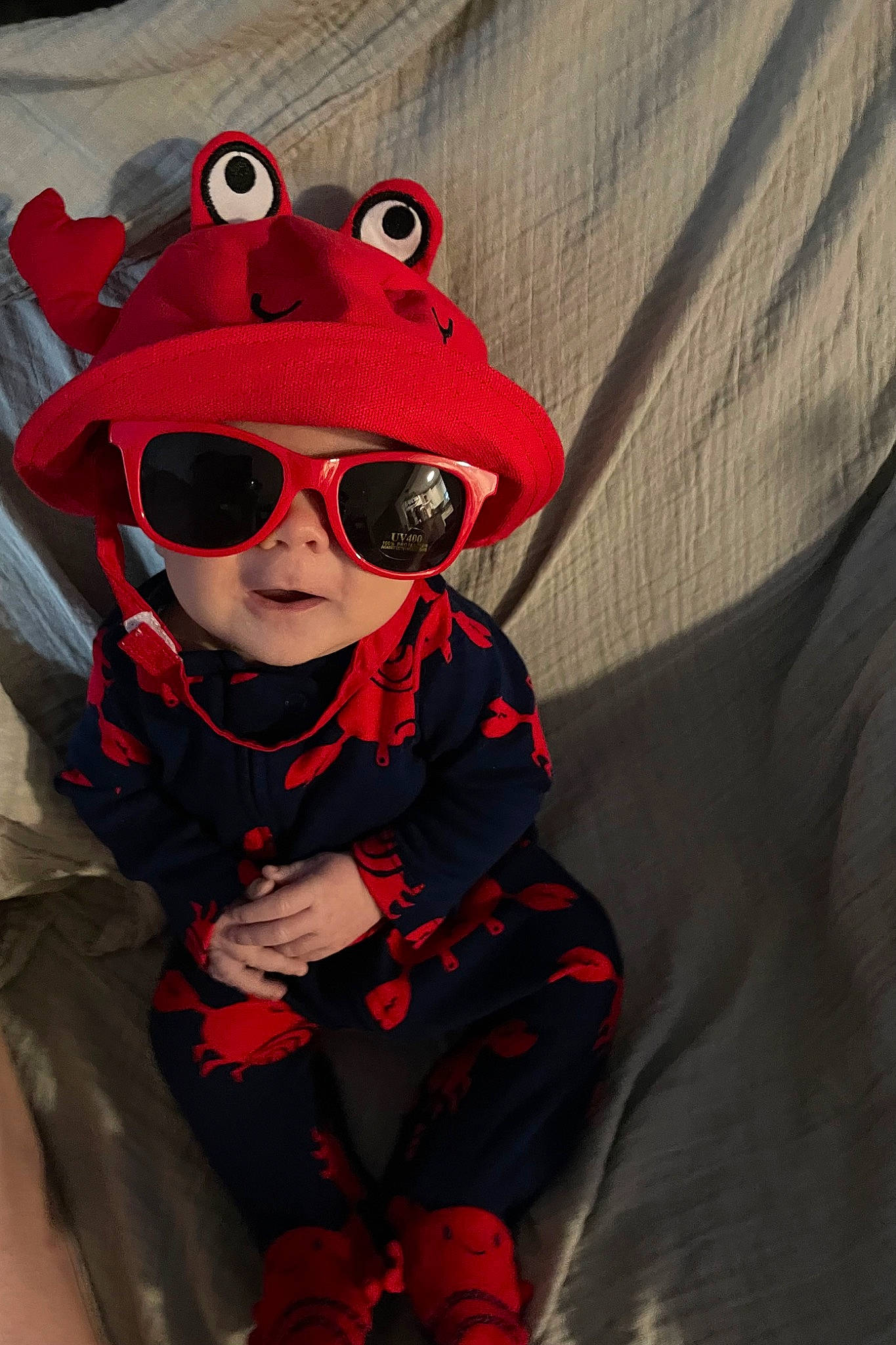Jeffery joined the competition — help win amazing prizes! baby, baby_toddler_clothing, cap, carmine, child, cool, costume_hat, eyewear, fictional_character, fun, glasses, goggles, happy, headwear, outerwear, person, personal_protective_equipment, plant, sleeve, sunglasses