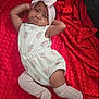 L'Eylah is registered to the contest to win money with this photo: adorable, baby, baby_girl, child, cute, expression, funny_face, headband, indoors, infant, knee_socks, lying_down, pink_bow, posing, red_blanket, soft_fabric, strawberry_prints, textured_blanket, wearing_clothes, white_outfit