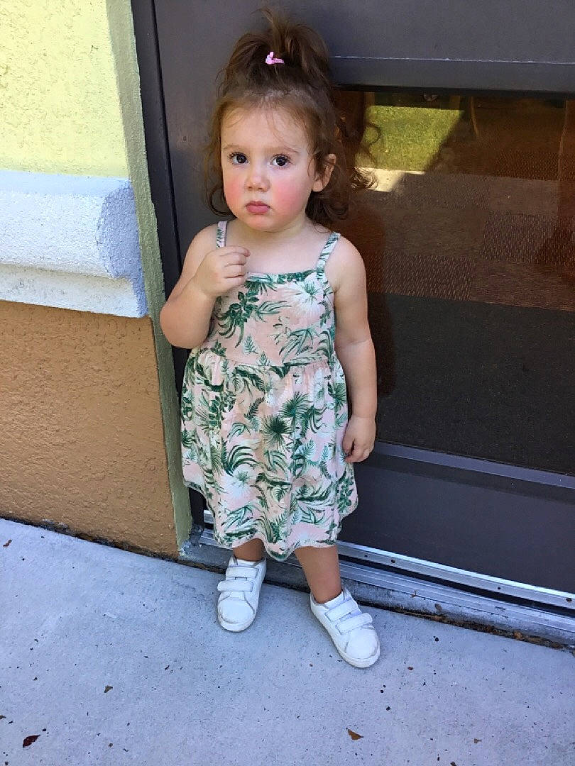 Ellis joined the competition — help win amazing prizes! baby_toddler_clothing, child, day_dress, fashion_design, foot, fun, hairstyle, happy, human_leg, joint, pattern, person, sandal, shoe, sitting, street_fashion, thigh, tints_and_shades, toddler, waist